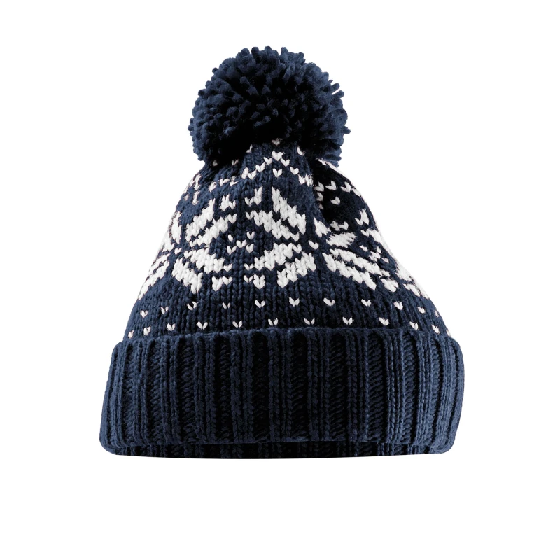 Image of Beechfield Beechfield Men Snowstar Fair Isle Beanie in Mid Navy Mid Navy One Size Male 5063377393149
