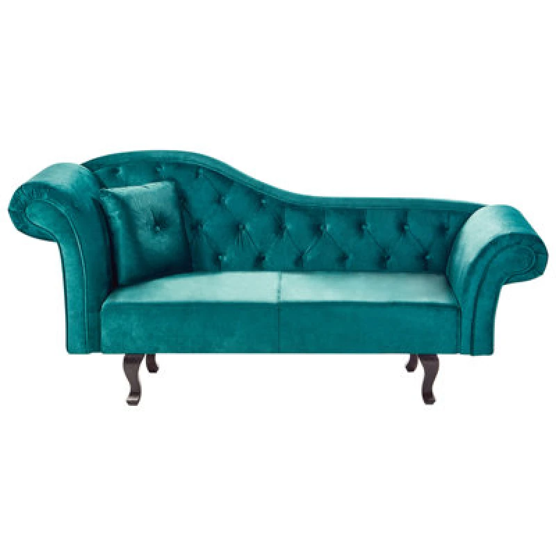 Image of Beliani Left-Hand Chaise Lounge Lattes Ii Velvet Emerald Green With Cushion
