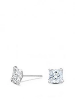 Image of Simply Silver Sterling Silver 7Mm Square Cubic Zirconia Stud Earrings