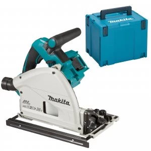 Image of Makita DSP600ZJ Twin 18v LXT Cordless Brushless Plunge Saw Kit No Batteries No Charger Case