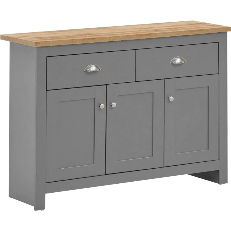 Image of Timber Art Design Lisbon Sideboard 3 Doors 2 Drawers Buffet Storage Cabinet Cupboard Light Grey