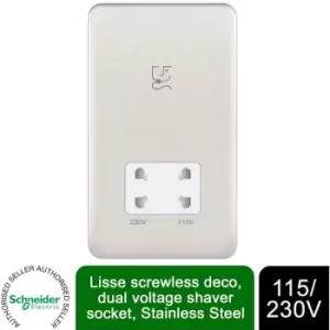 Image of Schneider Lisse Shaver Socket Dual Voltage 115/230V GGBL7090WSSS Stainless Steel