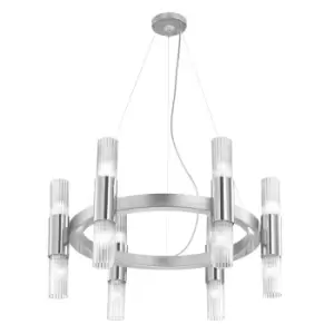 Image of Giro Glass Up & Down Wall Lamp 12 Light Silver Leaf
