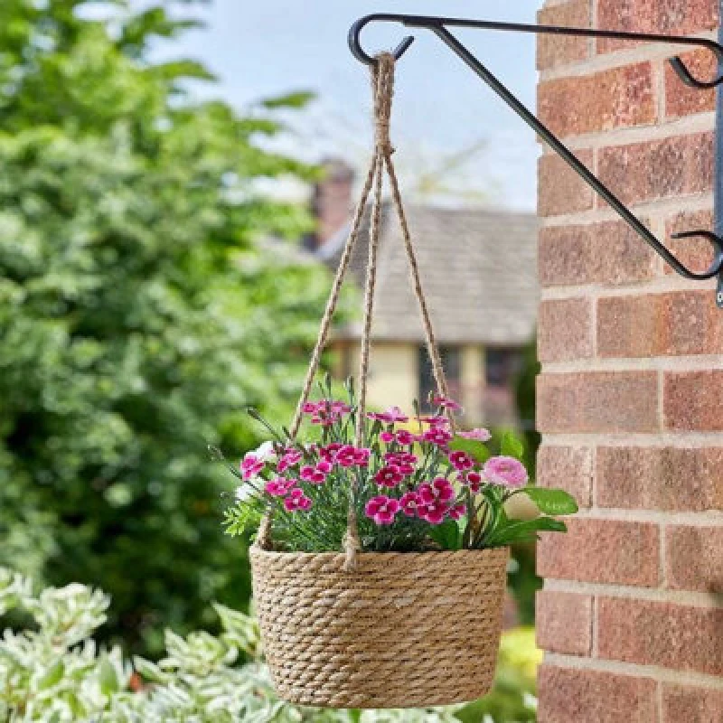 Image of Smart Garden 20Cm 8" Weaver Woven Jute Hanging Pot Basket Planter Lined