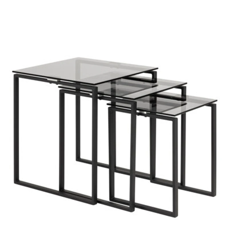Image of Furniture To Go Katrine Nest Of Tables With Smoked Glass Top Set Of 3