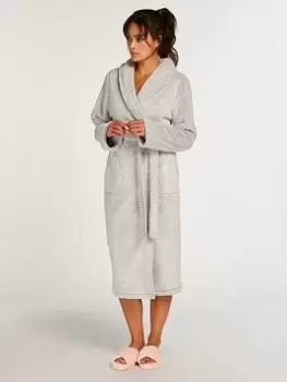 Image of Hunkemoller Hunkemoller Long Snuggle Fleece Robe, Grey, Size M/L, Women