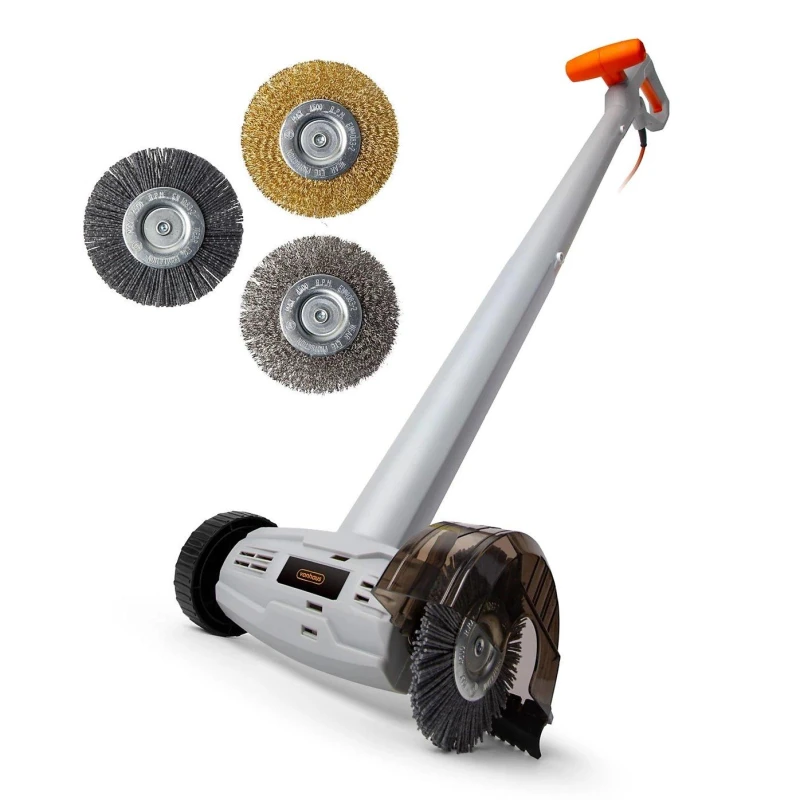 Image of Vonhaus Weed Remover Corded, Grout Driveway Patio Stone Wood Paving Electric Sweeper Cleaner Machine, 3 Interchangeable Brushes