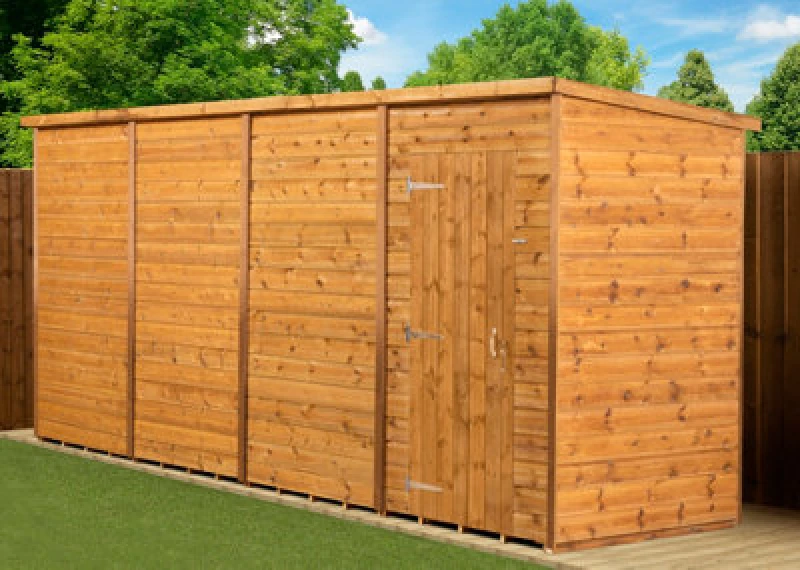 Image of Empire Sheds Empire Modular Pent 16X4 Dipped Treated Tongue And Groove Wooden Garden Shed Single Door No Windows (16' X 4' / 16ft X 4ft) (16X4)