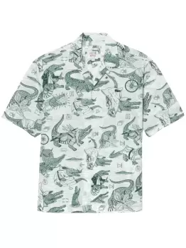 Image of LACOSTE Woven Shirt Green/White