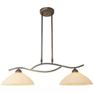 Image of Sienna Capric Straight Bar Pendant Ceiling Light Bronze Brushed, Glass Ivory Alabaster White