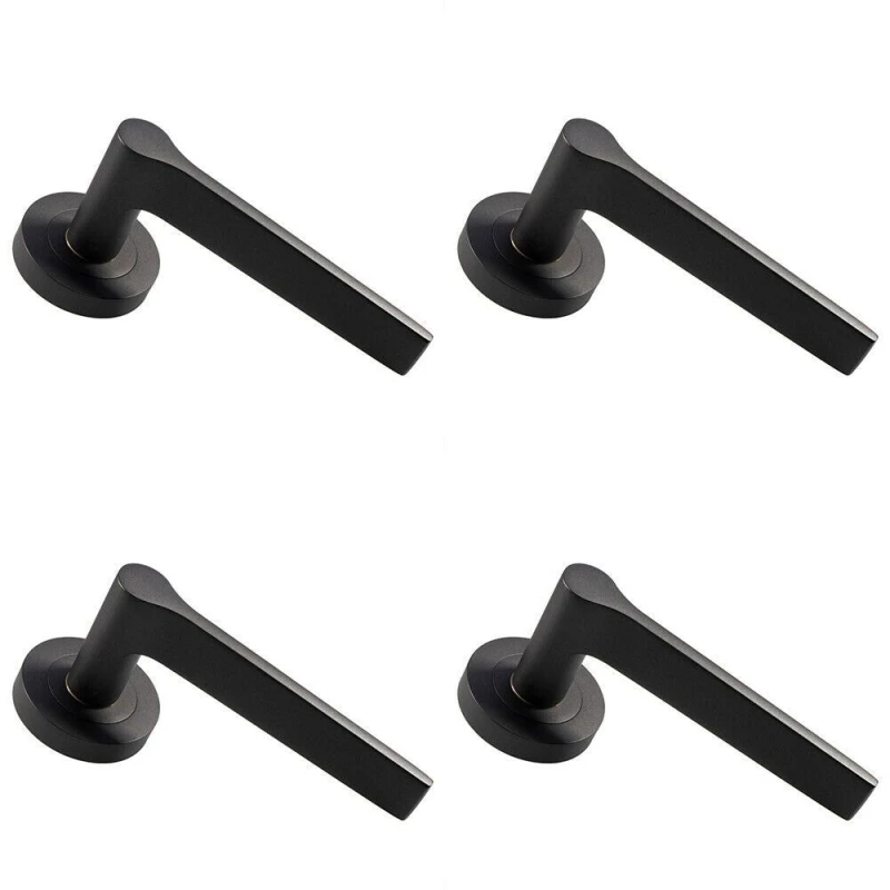 Image of Loops 4x PAIR Straight Rounded Handle on Round Rose Concealed Fix Matt Bronze Multi