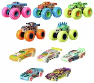 Image of Hot Wheels Glow in the Dark Monster Trucks 10 Pack