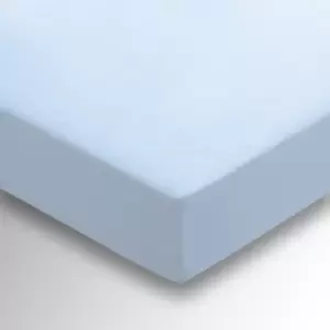 Image of Helena Springfield Brushed Cotton Single Fitted Sheet, Chambray Blue