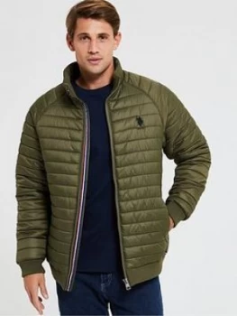 Image of U.S. Polo Assn. Raglan Light Padded Jacket - Green, Size S, Men