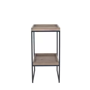 Image of Houston Natural Wood Veneer + Black Metal Side Table Natural/Black