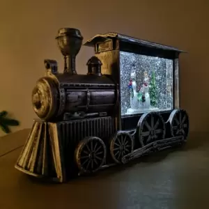 Image of 29cm Premier Silver Train Glitter Water Spinner Light Up LED Christmas Decoration in Cool White