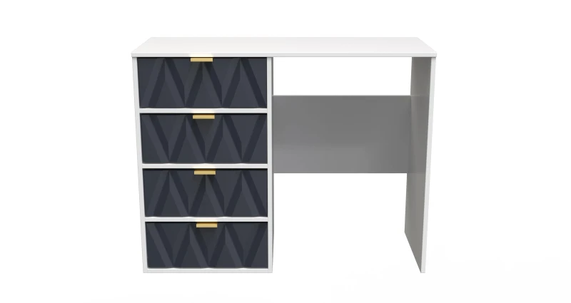 Image of Welcome Furniture Ready Assembled Diamond 4 Drawer Vanity In Indigo Matt & White, Blue DIF028IMW