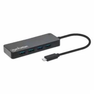 Image of Manhattan USB-C Dock/Hub Ports (x7): USB-A (x7) 5 Gbps (USB 3.2 Gen1 aka USB 3.0) External Power Supply Not Needed Cable 15cm SuperSpeed USB Black Thr