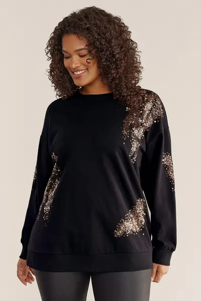 Image of Evans Sequin Embellished Jumper Black