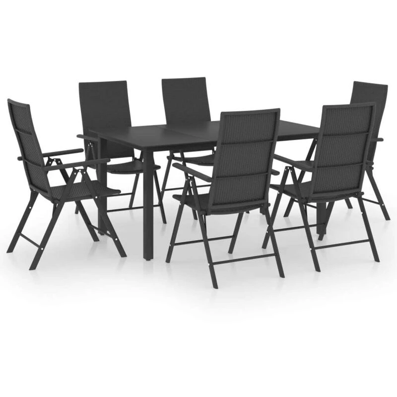 Image of VIDAXL 7 Piece Garden Dining Set Black Vidaxl 8720286228159
