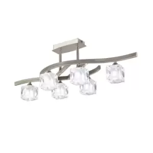 Image of Cuadrax Rectangular Semi Flush 6 Light G9 Satin Nickel