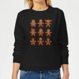 Image of Star Wars Gingerbread Characters Womens Christmas Sweatshirt - Black