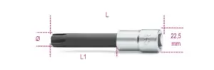 Image of Beta Tools 920ES 1/2" Dr Bristol Spline (Long) Bit Socket Driver 7mm 009200607