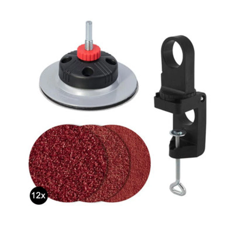 Image of Wolfcraft Stationary 'Sanding Drill' Use for Power to a Sender, 14 Pcs Black