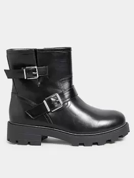 Image of Yours Extra Wide Fit Biker Boot Black, Size E, Women