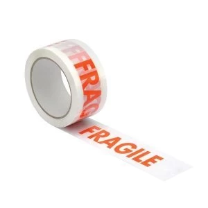Image of 5 Star Office Printed Tape Fragile Polypropylene 50mm x 66m Red on White Pack of 6
