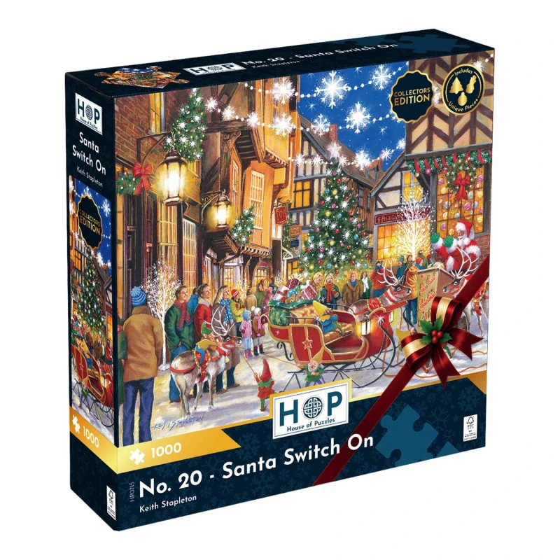 Image of The House Of Puzzles No. 20 - Santa Switch On 1000 Piece Jigsaw Puzzle Size: 1000 Pieces Multicolor Unisex 1000 Pieces