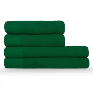 Image of Textured Weave 4 Piece Hand/Bath Towel Set Dark Green