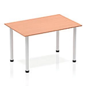 Image of Impulse Straight Table 1200 Beech Post Leg Silver