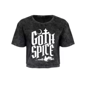 Image of Grindstore Womens/Ladies Goth Spice Acid Wash Oversized Crop Top (M) (Grey)