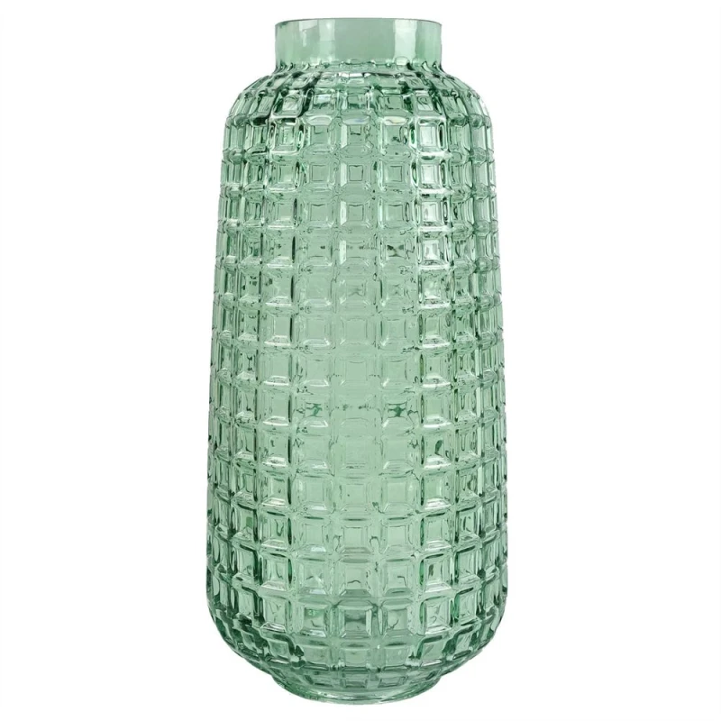 Image of Leaf 30cm Green Cube Glass Vase Designer Large Green unisex