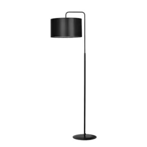 Image of Emibig Trapo Black Floor Lamp with Shade with Black Fabric Shades, 1x E27