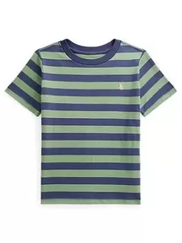 Image of Ralph Lauren Boys Striped Short Sleeve T-Shirt - Green/Navy