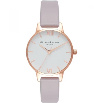 Image of White Dial Midi Dial Rose Gold & Grey Lilac Watch