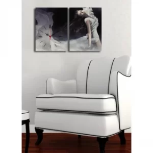 Image of 2P3040CS-127 Multicolor Decorative Canvas Wall Clock (2 Pieces)