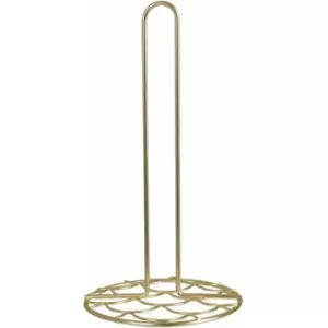 Image of Premier Housewares - Deco Matte Gold Kitchen Roll Holder Free Standing Sturdy Organiser For Kitchen Minimal Design Metallic Finish w15 x d15 x h29cm