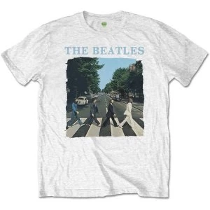 Image of The Beatles - Abbey Road & Logo Mens Medium T-Shirt - White