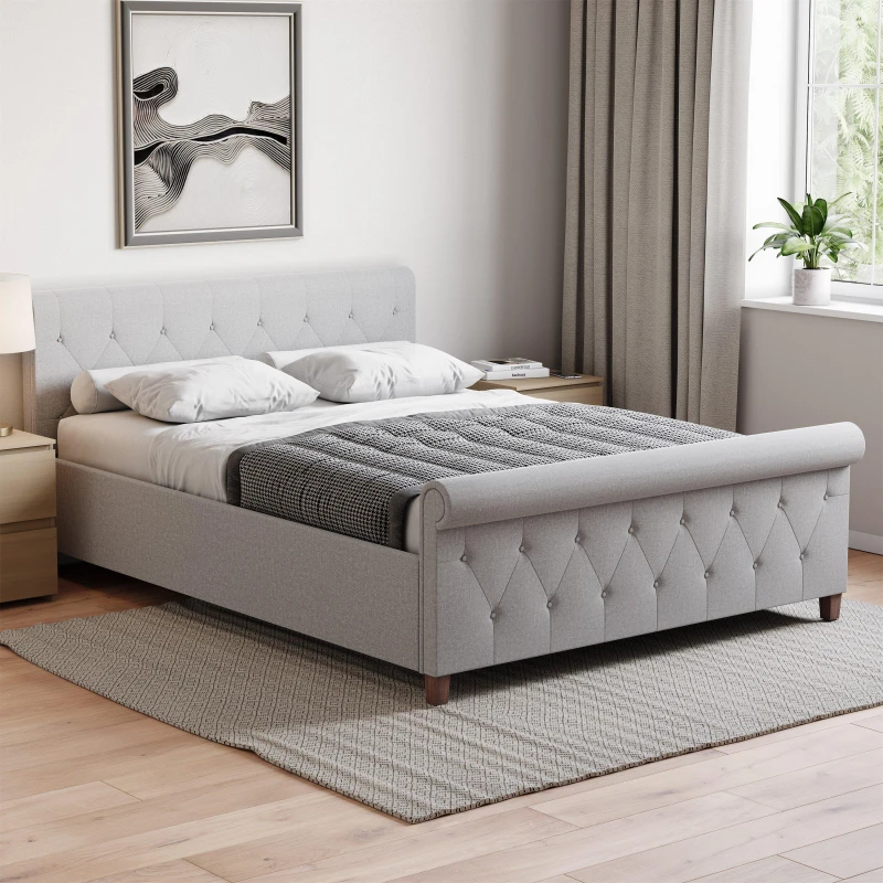 Image of Lassic Vida Designs Vittorio Double Bed UKFR Light Grey Line unisex Double