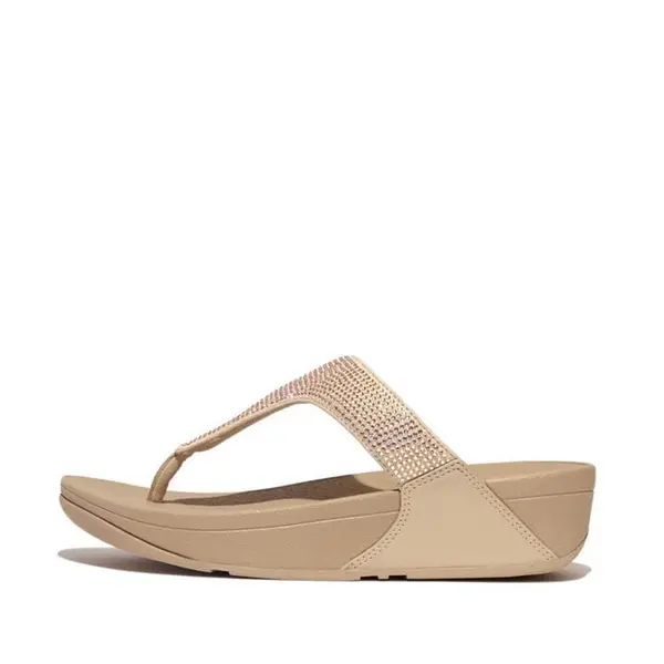 Image of Fitflop Fitflop Lulu Crystal Ld43 Flip Flops 3 (36) Beige 22084904230
