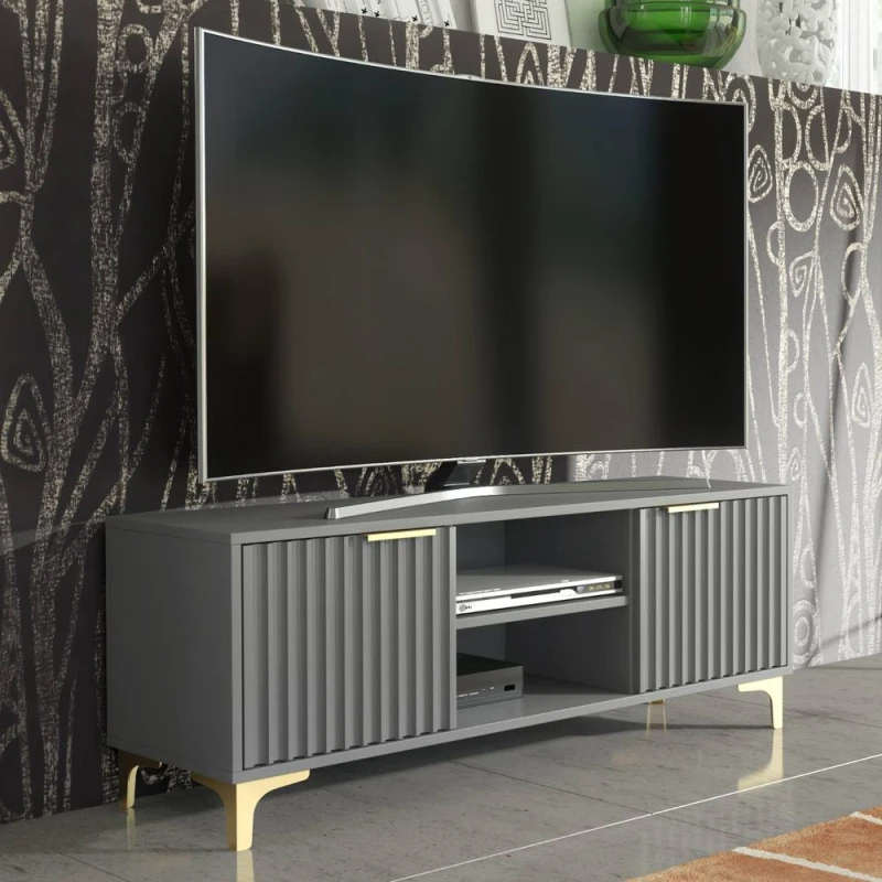 Image of Creative Furniture Tide Crest TV Unit 120cm - Dark Grey & Gold Dark Grey Unisex