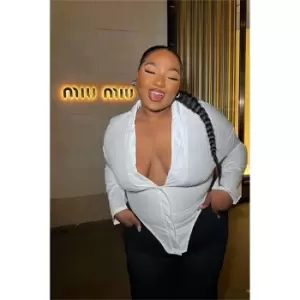 Image of I Saw It First White Plus Size Cotton Poplin Mini Shift Dress With Puff Sleeves - White