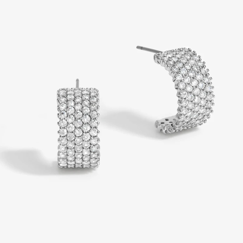 Image of Jon Richard Crystal Pave Hoop Earrings Jewellery Sets One Size Silver 72234911000