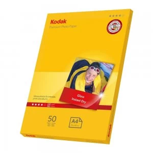 Image of Kodak PREMIUM A4 Inkjet Photo Paper Glossy 240gsm - 50 Sheet Pack