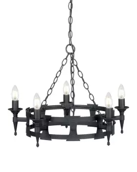 Image of 5 Bulb Chandelier Hanging Pendant LIght Black LED E14 60W Bulb