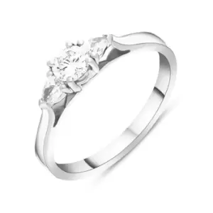 Image of Platinum 0.57ct Diamond Round Brilliant and Pear Cut Three Stone Ring