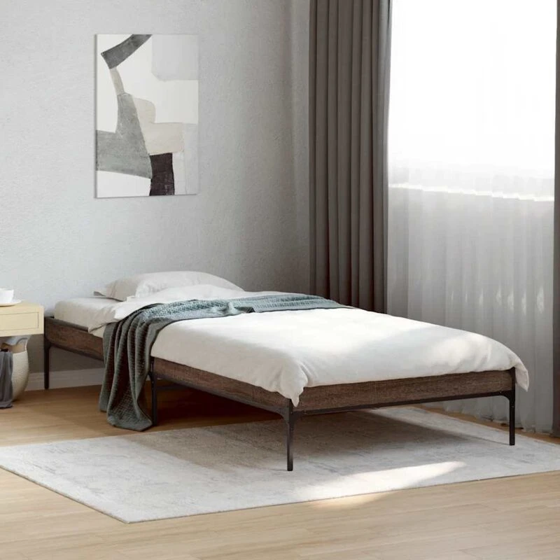 Image of VIDAXL Bed Frame without Mattress Brown Oak 75x190cm Small Single Vidaxl 8721012985865